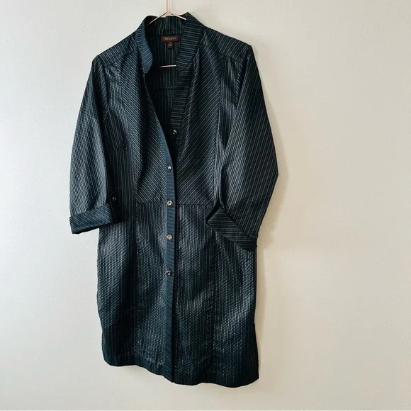 Tesori black striped long sleeve button down tunic dress - Picture 8 of 10